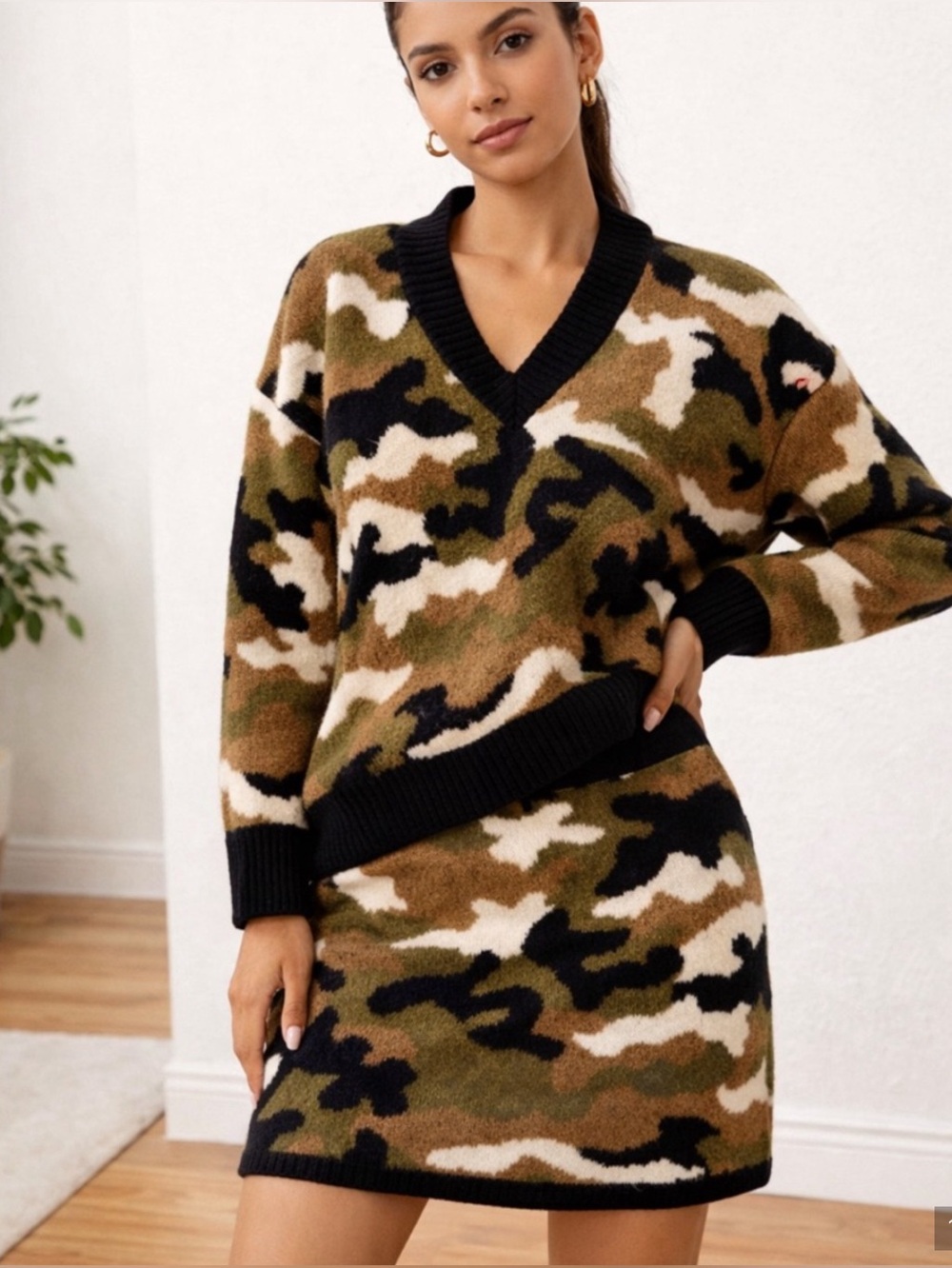 Zara cozy camo sweater set